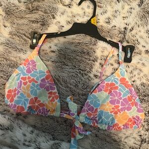 Floral Bikini Top with Tie Front